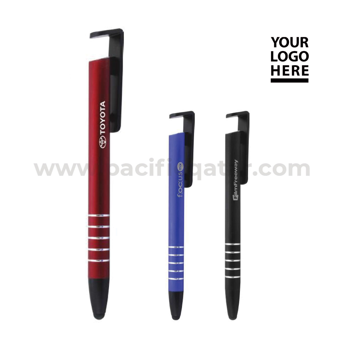 3 in 1 Metal Pen with Stylus & Phone Holder