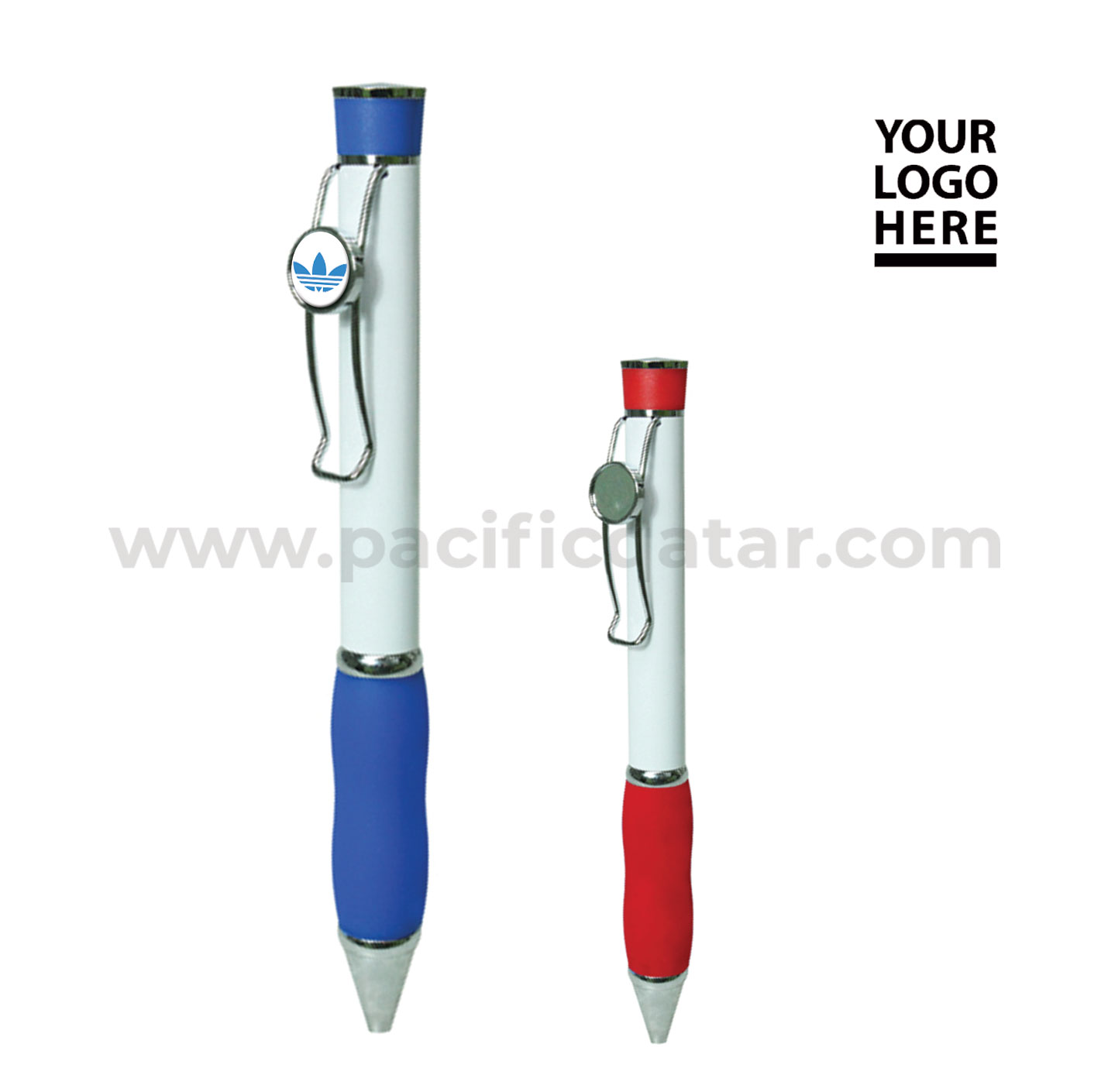 Metal Pen with Colored Grip and logo