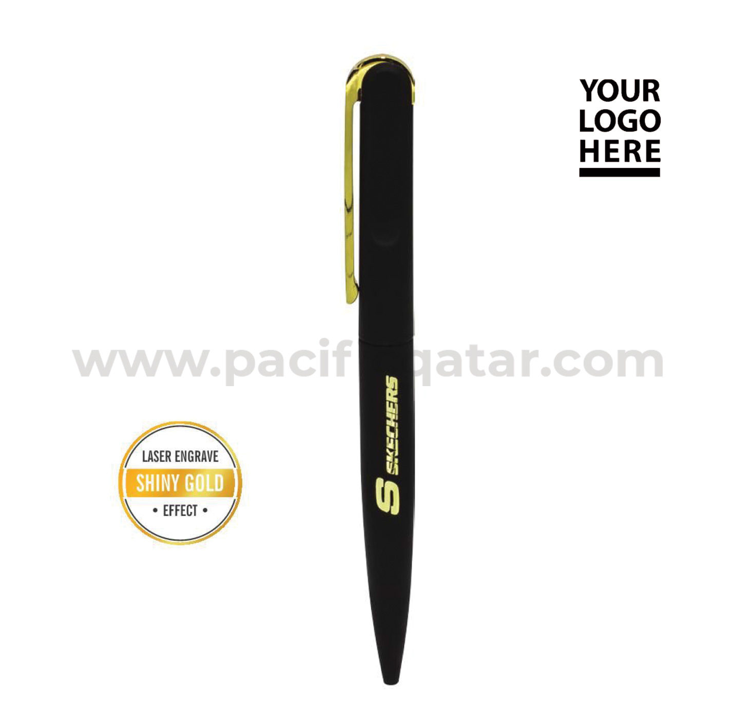 Rubberized Metal Pen with Gold Plated Clip
