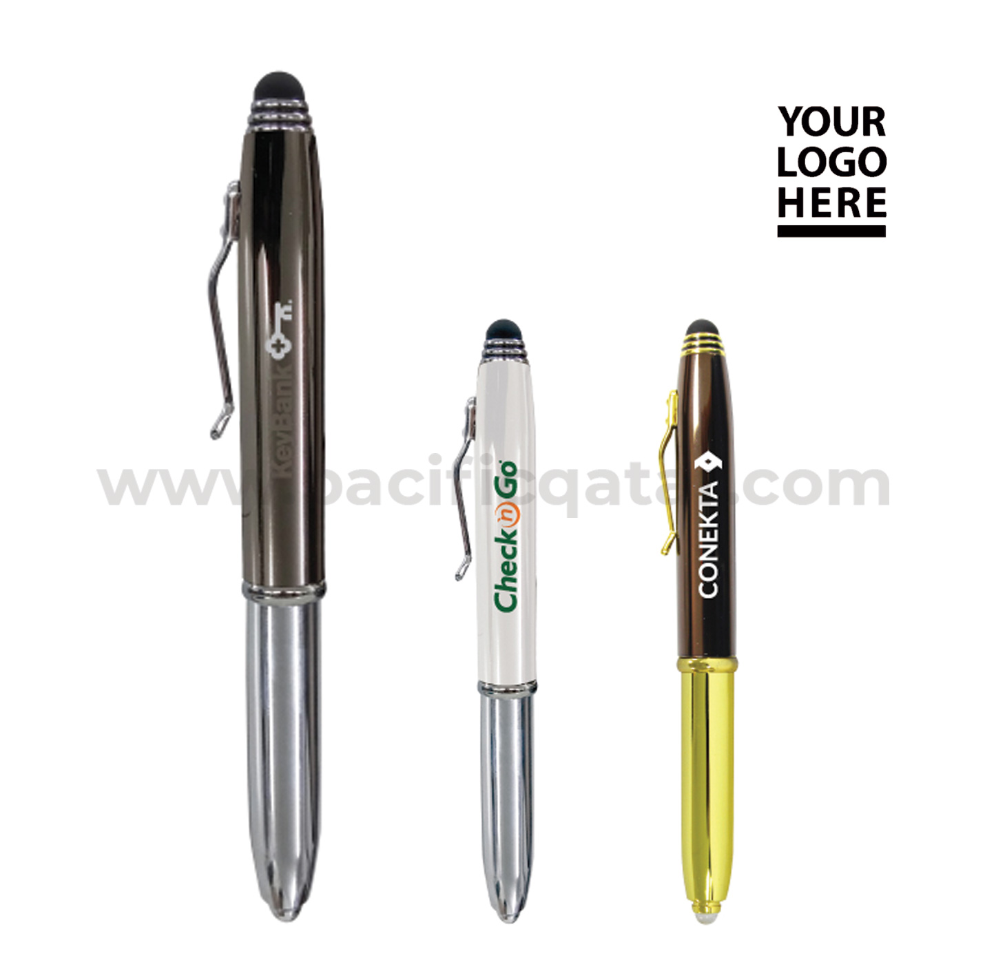 3 in 1 Metal Pens with Stylus & Light