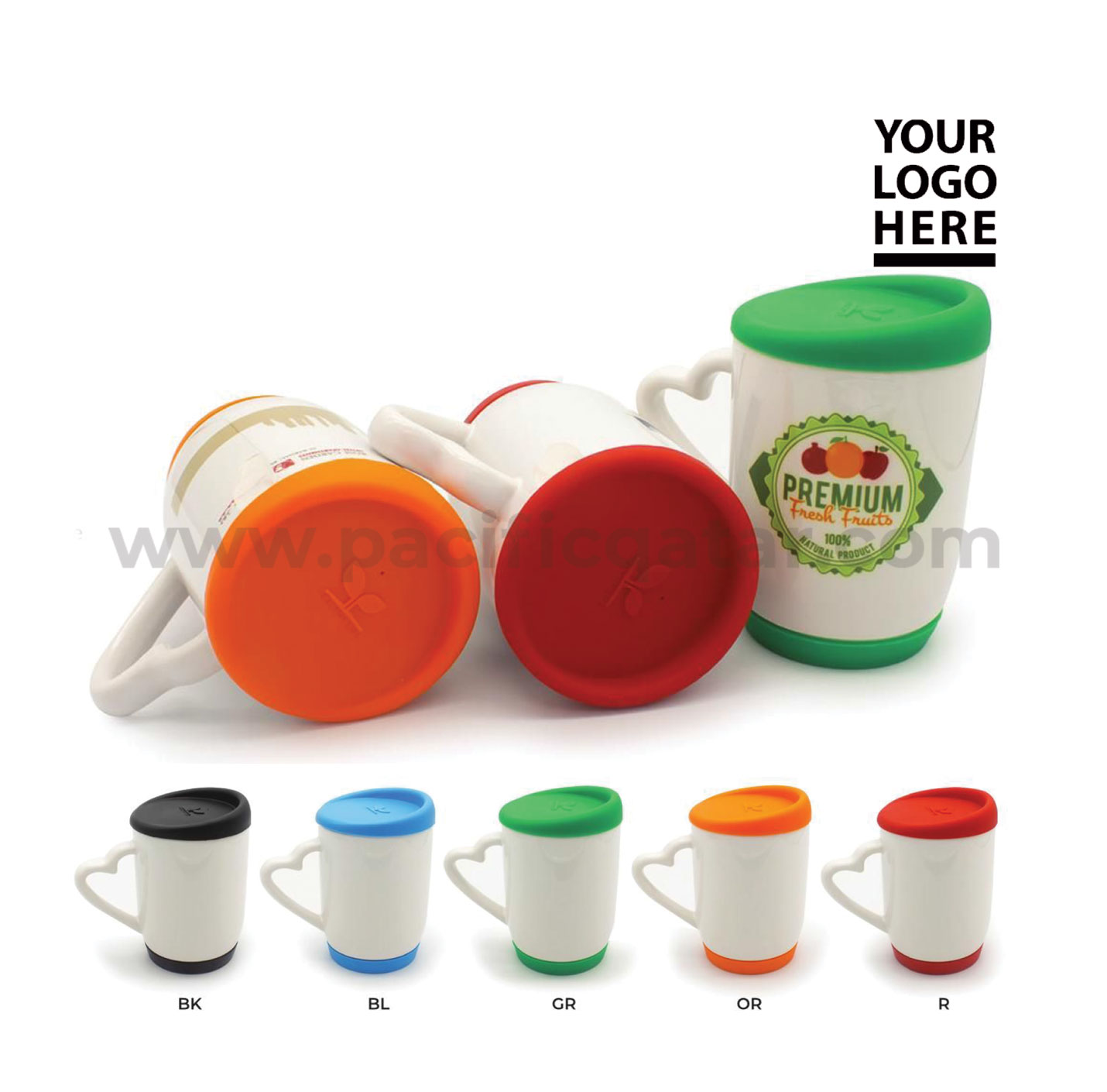 Mugs with Silicone Cap and Base in different color and with logo