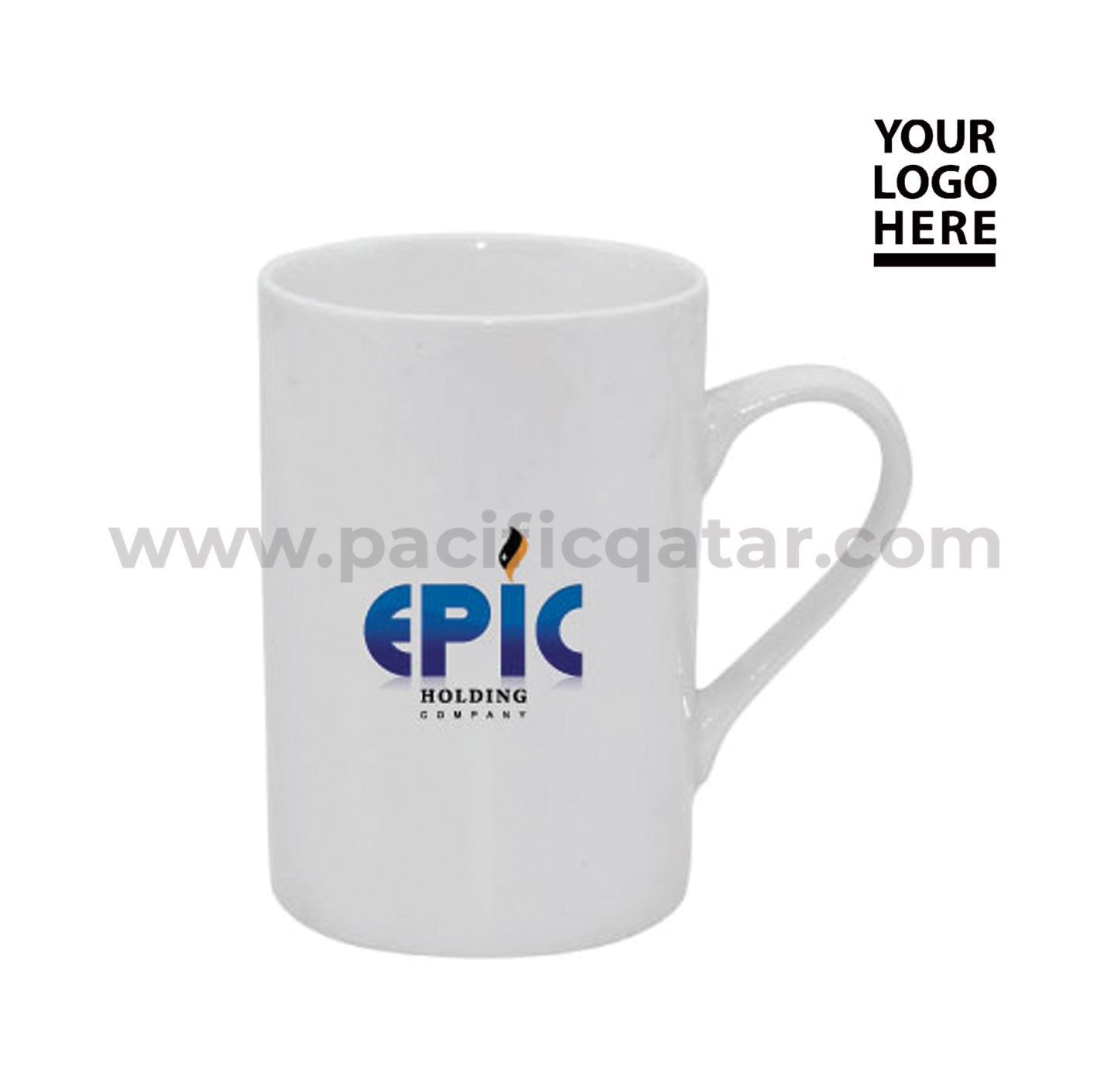 sublimation mug with logo and string edge