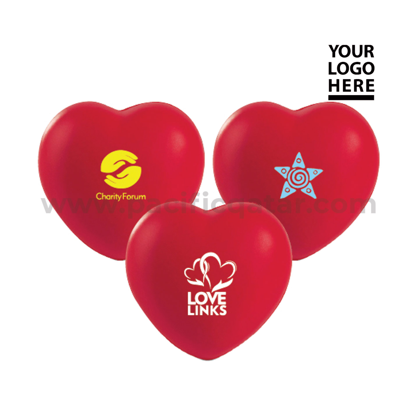 Stress Ball in heart shape with logo