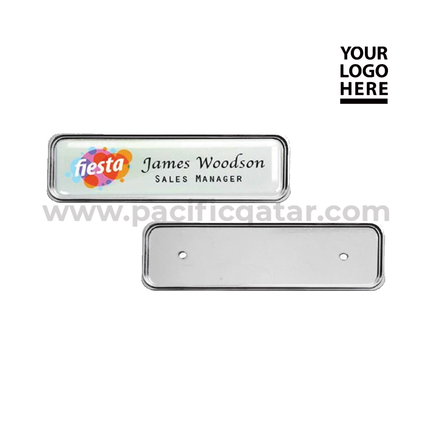 Metal Injected Silver Name Badge With Logo