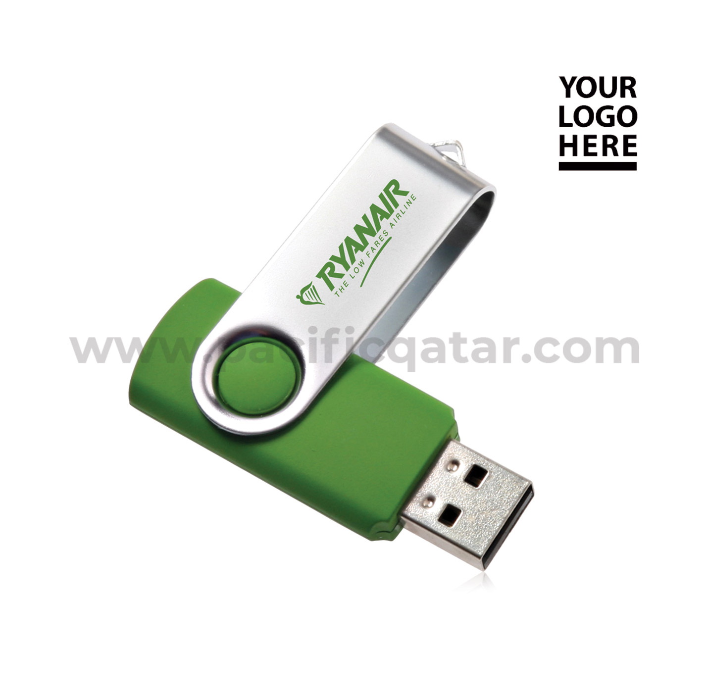 USB Flash Drive Matt Silver Swivel