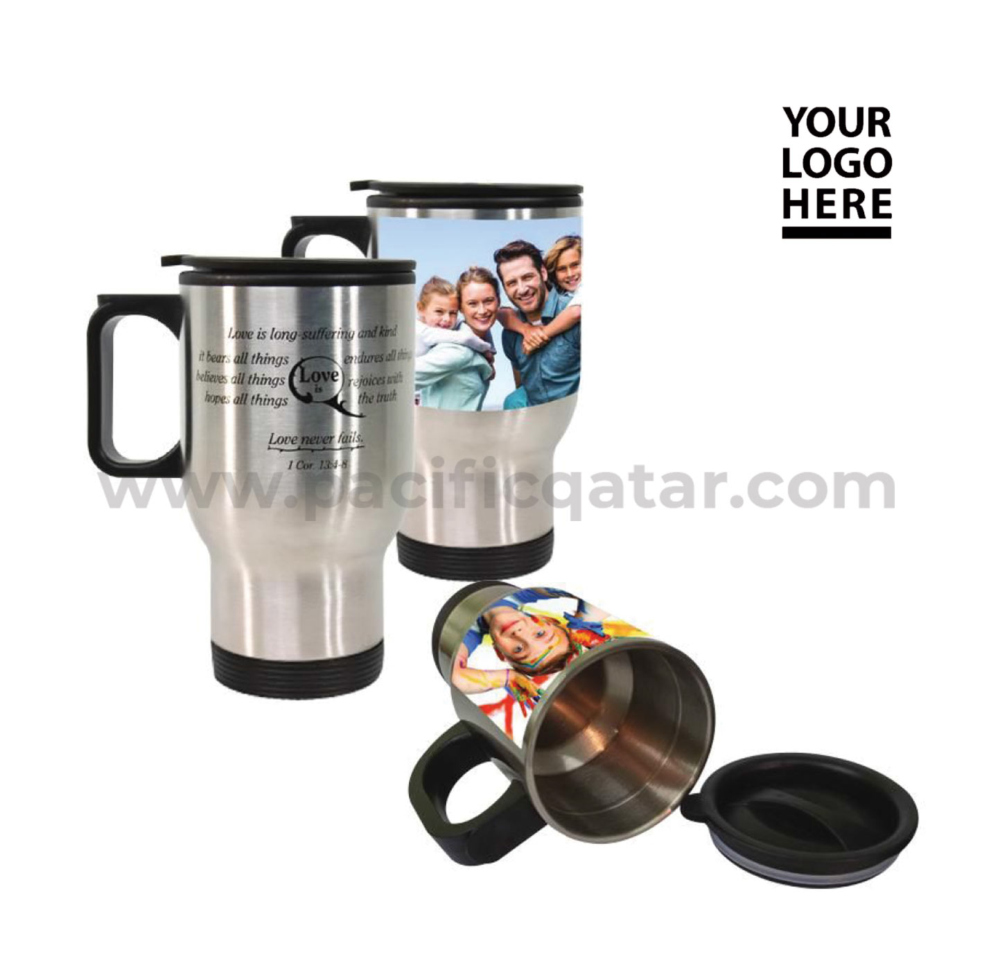 Travel Mugs Coated Stainless Steel with logo