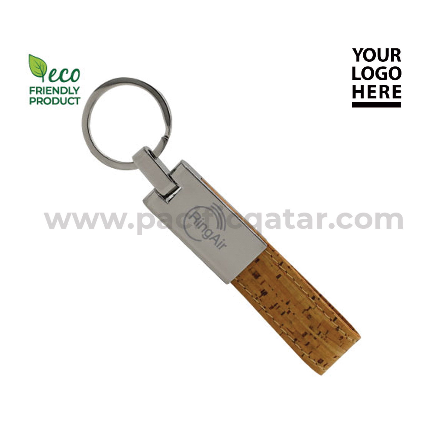 Metal keychain with cork strap