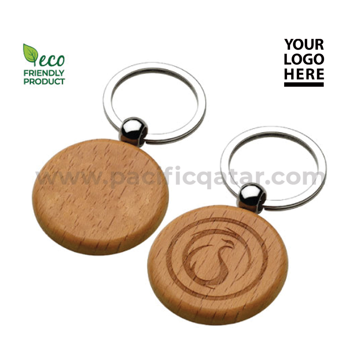 Round wooden keychains