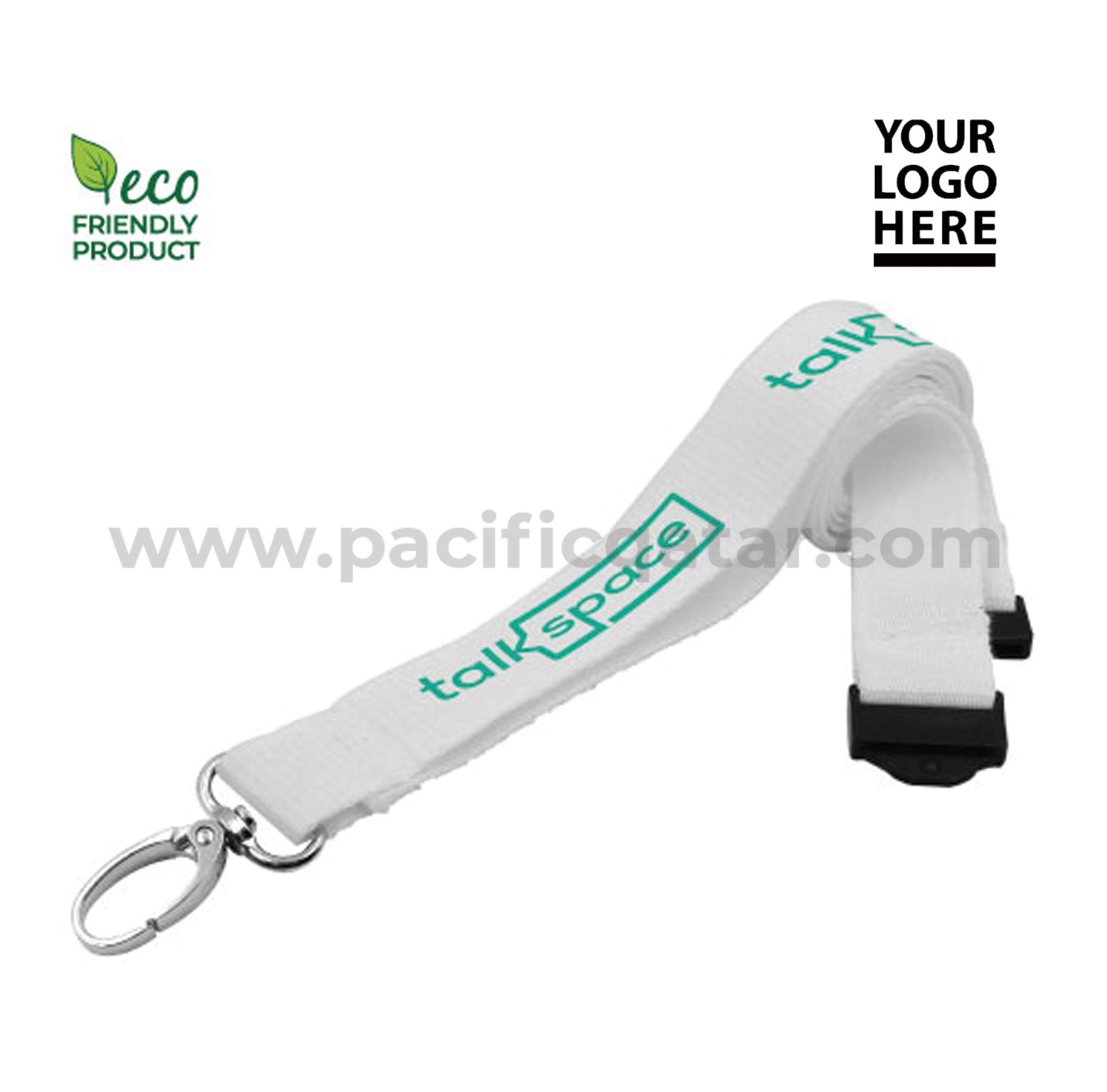 white Lanyards with oval hook and safety clip