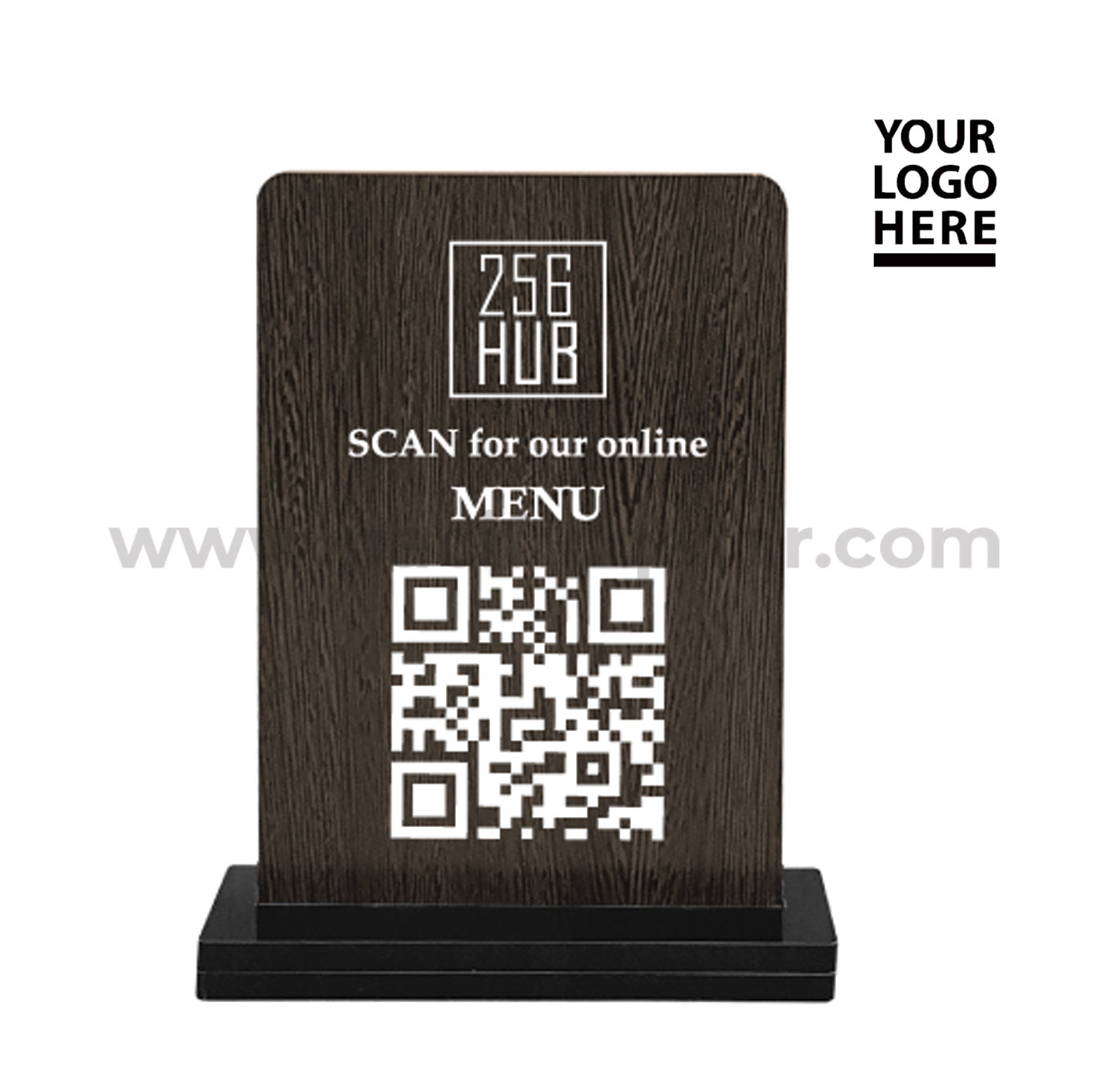 QR code table stand with acrylic base