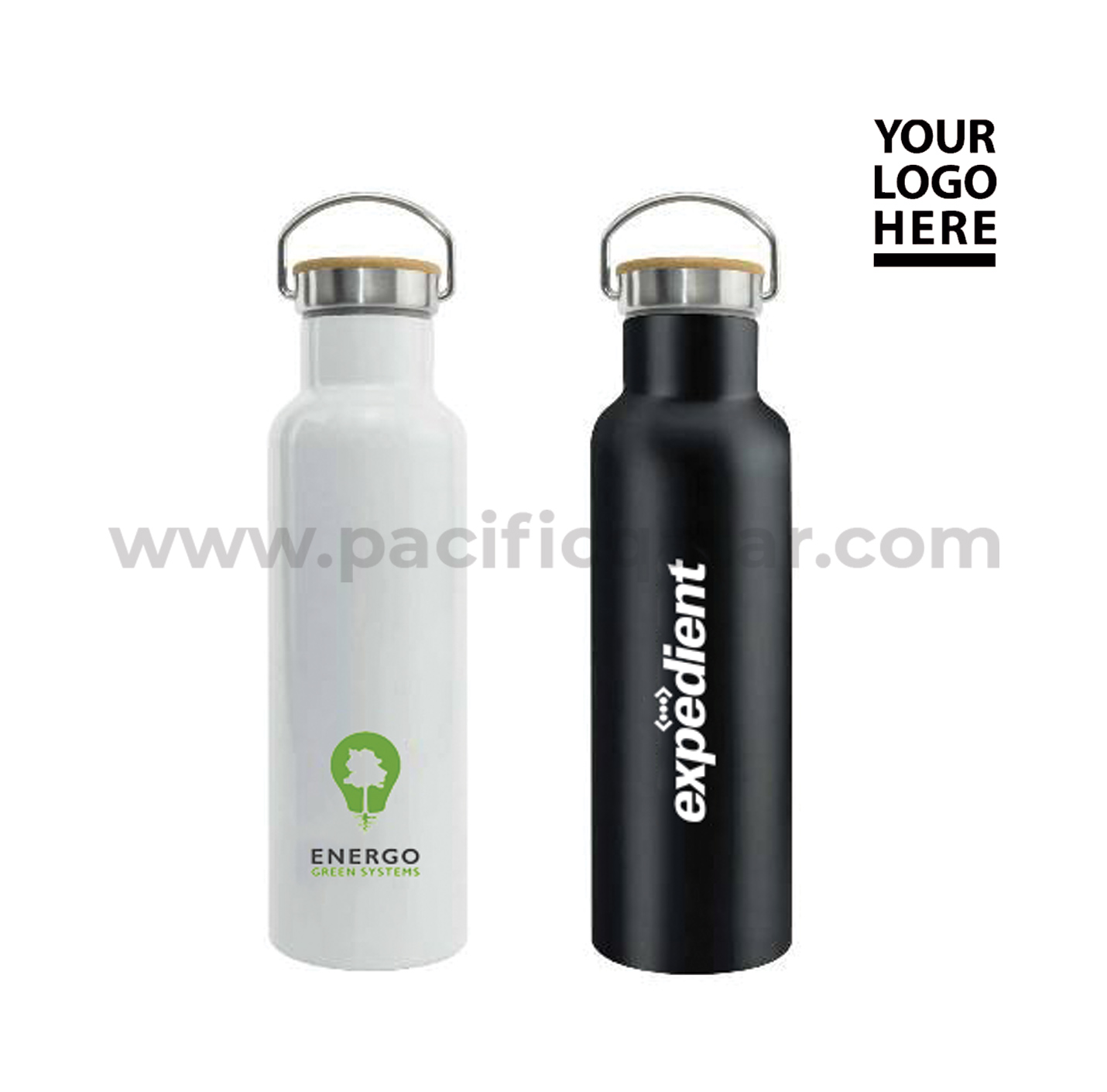 Promotional Stainless Steel and Bamboo Flask