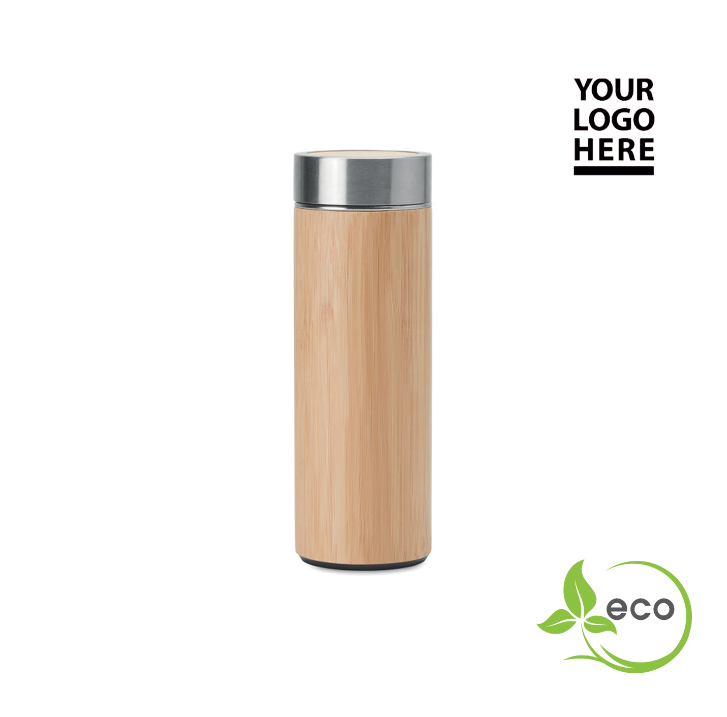 BAMBOO BOTTLE WITH SILVER LID