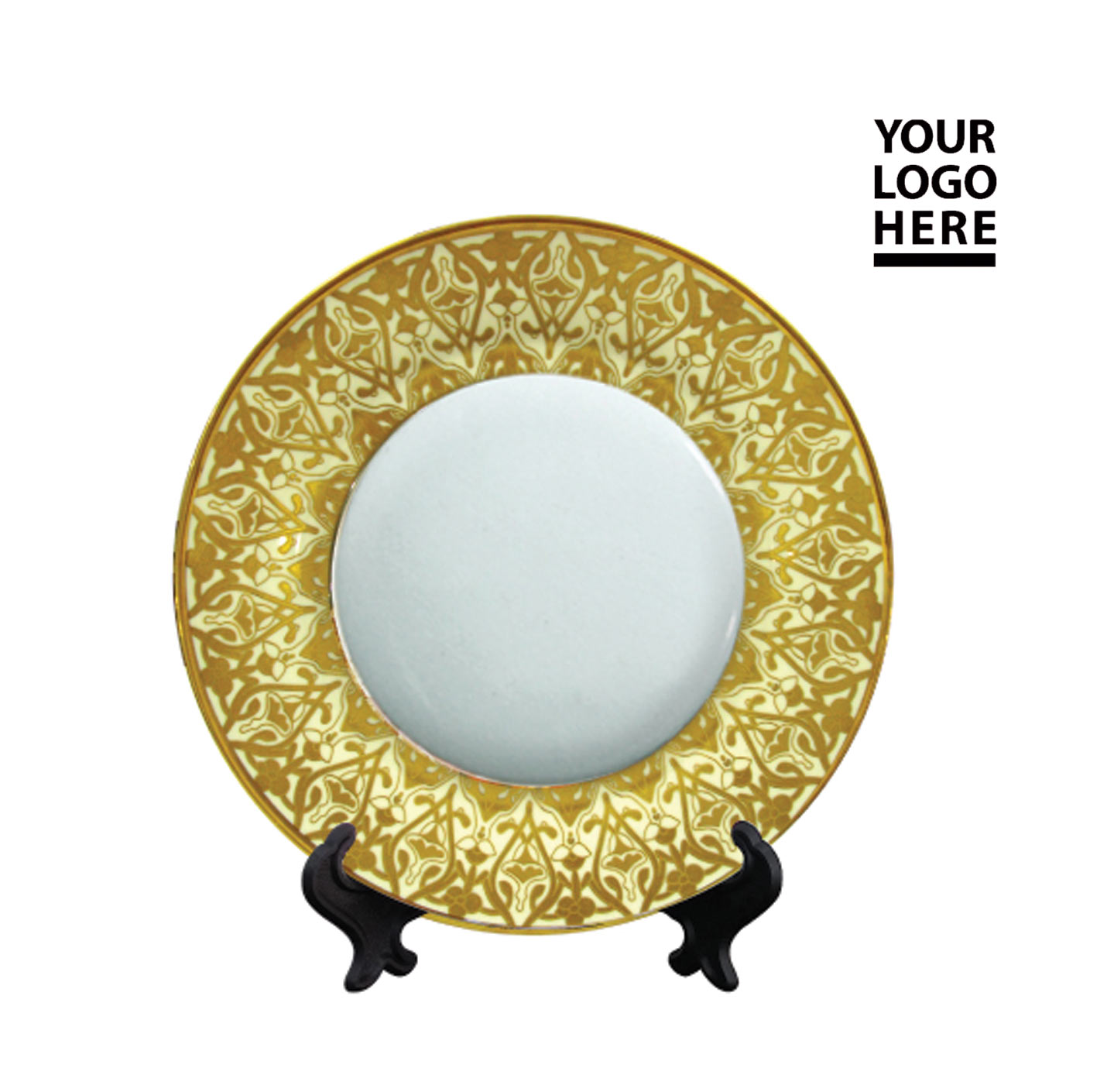 Personalize Ceramic Plate golden and silver color