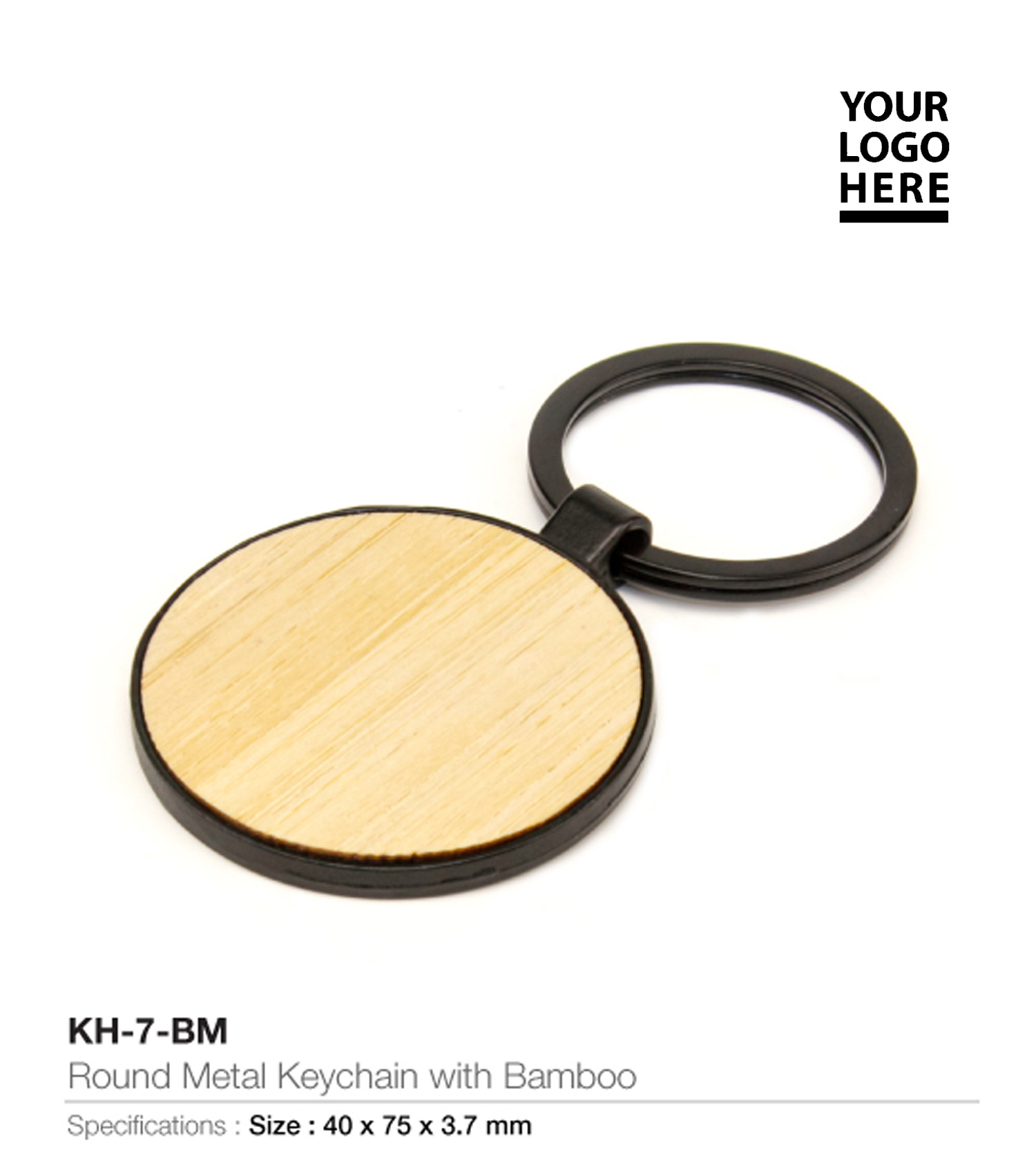 Round Bamboo Keychain