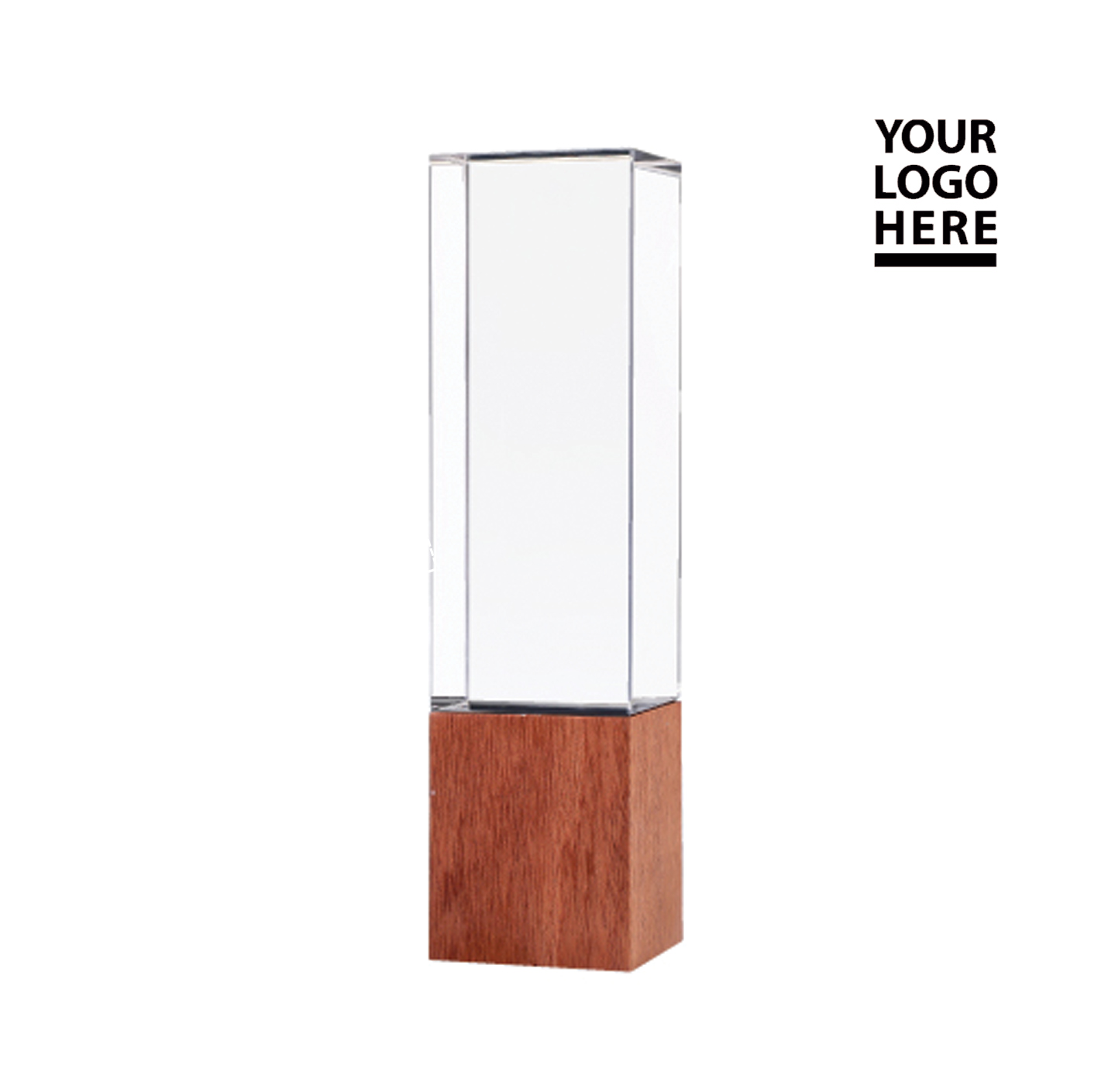 Cuboid Shape Crystal Awards with Wooden Base