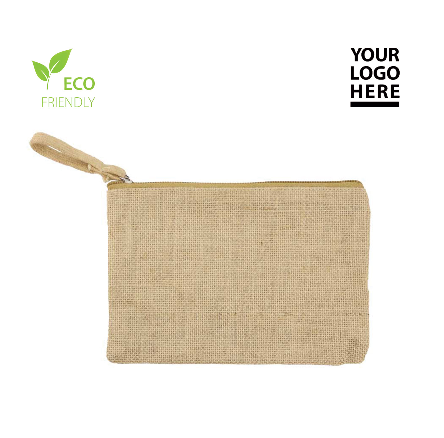 Natural Jute Zipper Pouch for Organizing Storage