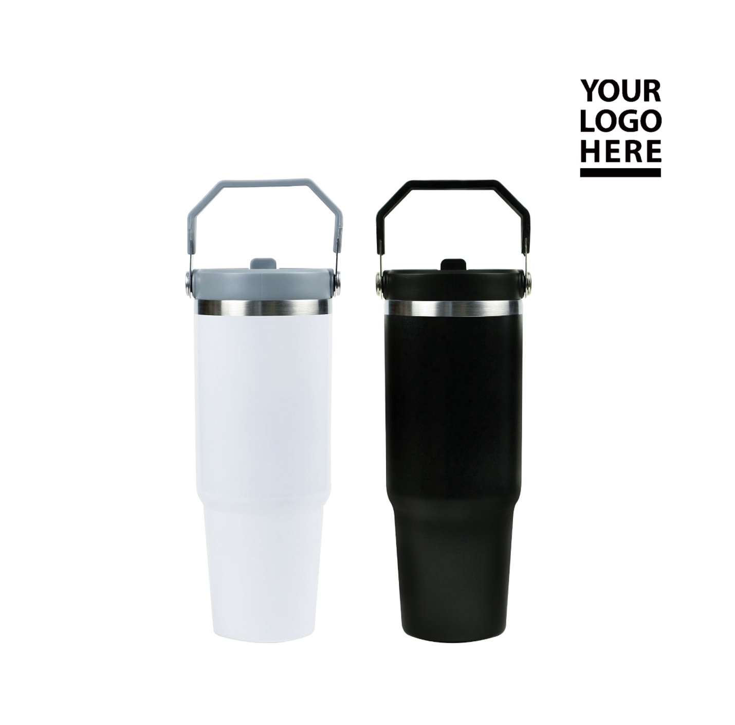 Tumbler with Handle & Straw SS Double Wall 900ml