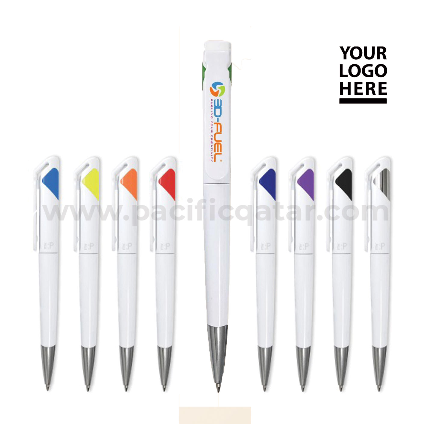 Plastic pen chrome tip with logo